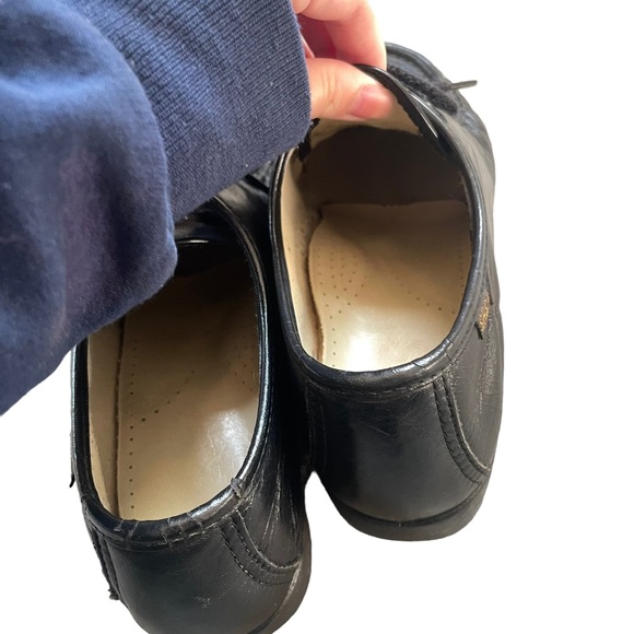 SAS Black Leather Wedge Style Coquette Preppy Grunge Gothic Lace Up Oxford Shoes - Picture 14 of 15